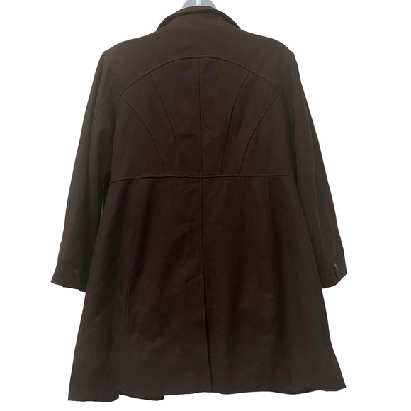 Jaclyn Smith Fully Lined Chocolate Brown Wool Peacoat size 3X - Picture 3 of 6